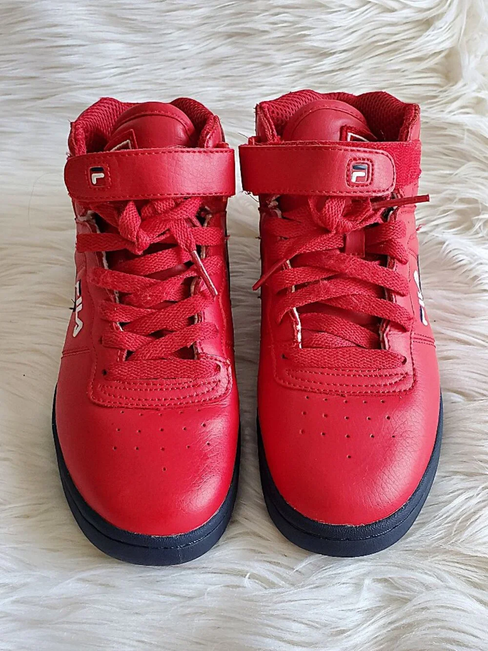 Fila Big Kids Red/Blue High-Top Embroidered Sneaker SZ 6